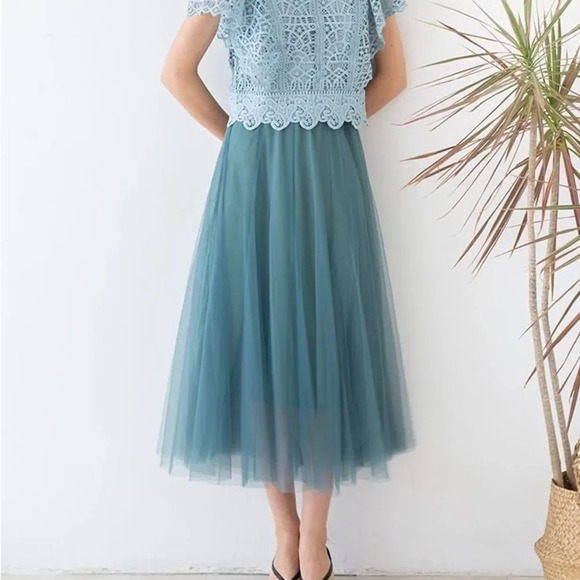 Chicwish Dresses & Skirts - CHICKWISH My Secret Garden‎ Tulle Maxi Skirt in Turquoise